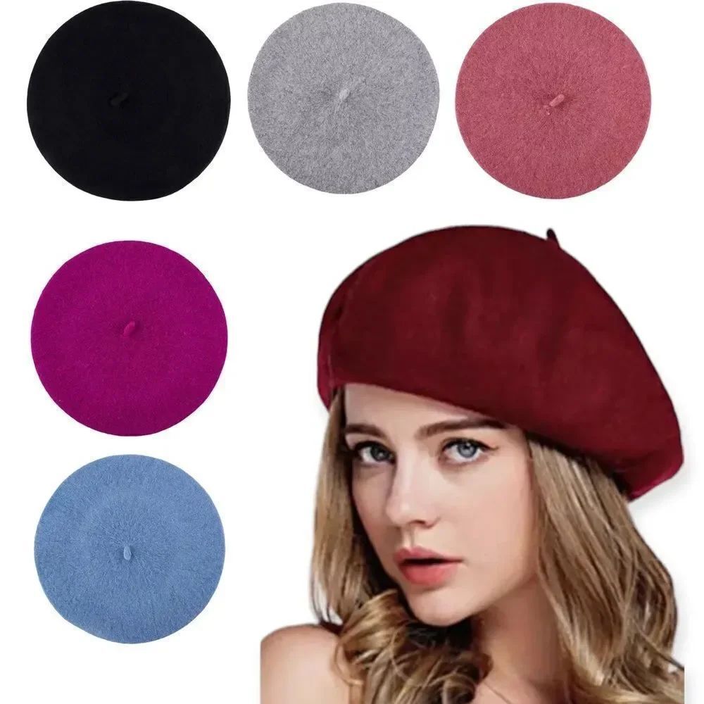Parisian Wool Beret Hat Classic French Cap Solid Colors